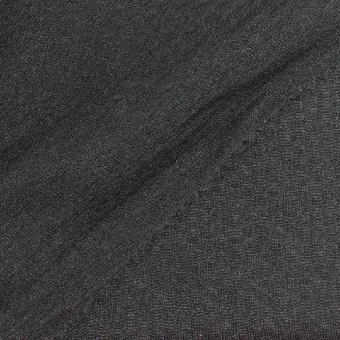 Brushed Polyester Stretch Rib Knit Fabric, 230 gsm — Black, ref EF-261909