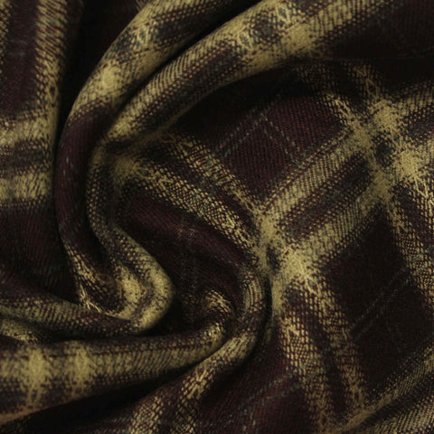 Dark Brown Plaid Woven, Poly-Viscose, 285 gsm, 150 cm, ref EF-265202
