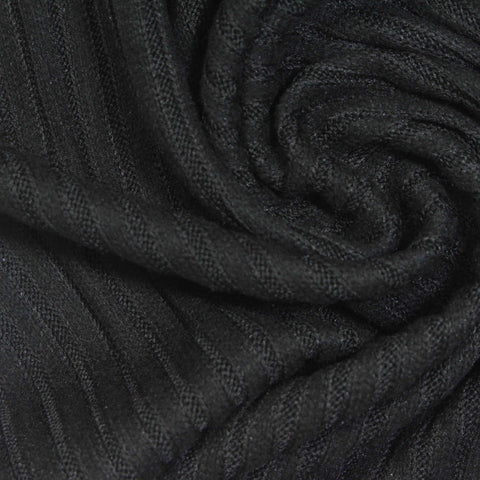 Brushed Rib Knit Fabric, 206 gsm, 150 cm — Black