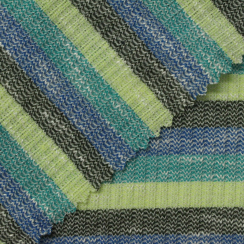 Lime Horizontal-Stripe Rib Knit, Viscose-Poly