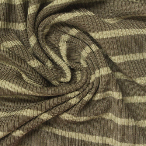 Light Beige Stripes Rib Knit, Viscose