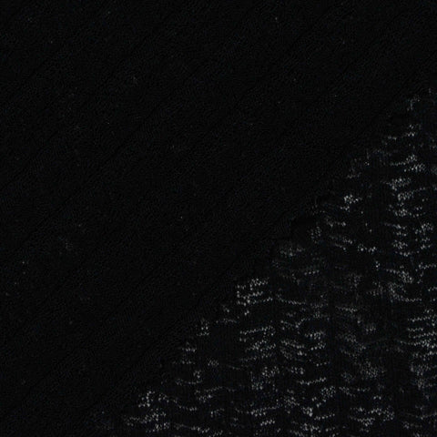 100% Polyester Rib Knit Fabric, 85 gsm, 123 cm — Black