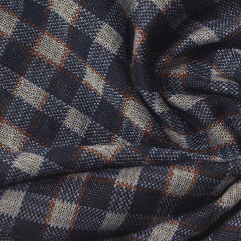 Navy Check Interlock Knit, Polyester