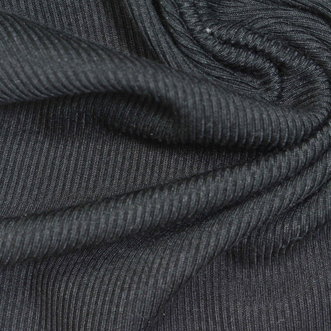 Polyester Stretch Rib Knit Fabric, 310 gsm, 127 cm — Black