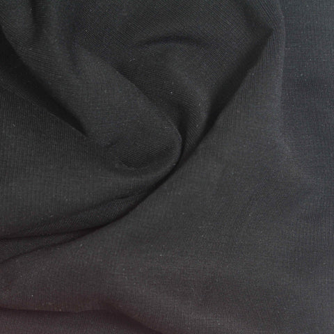 Polyester Viscose Stretch Ponte Knit Fabric, 220 gsm, 160 cm — Black