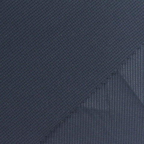 Dark Blue Vertical-Stripe Waffle Knit, Nylon