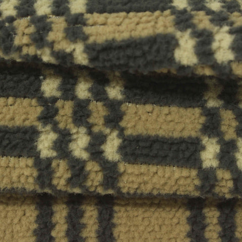 Beige Plaid Knit, Polyester