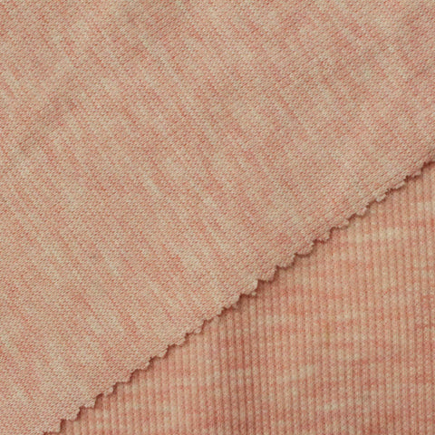 Pink Marl Rib Knit, Poly-Cotton, 305 gsm