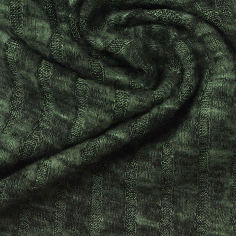 Dark Green Marl Rib Knit, Viscose-Poly