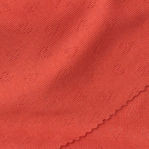 Red Subtle-Heart Pointelle Knit, Poly-Viscose