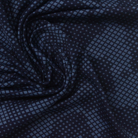 Dark Blue Geometric-Diamond Jersey Knit, Polyester