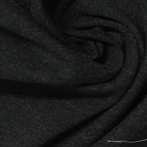 Dark Grey Heathered-Marl Jersey Knit, Cotton-Poly, 298 gsm