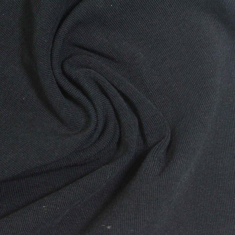 Cotton Stretch Rib Knit Fabric, 280 gsm, 150 cm — Black