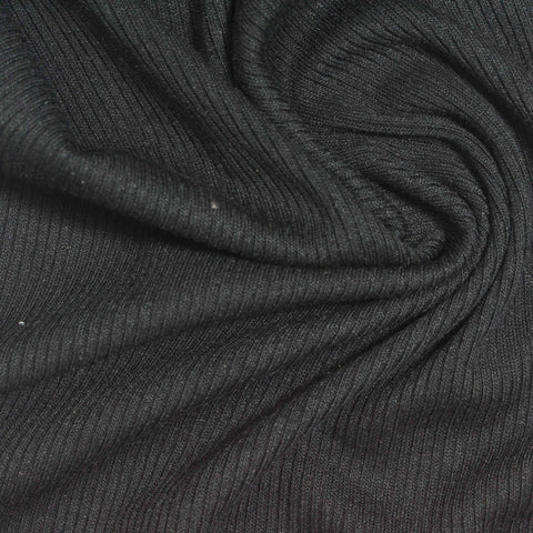 Polyester Cotton Stretch Rib Knit Fabric, 200 gsm, 140 cm — Grey