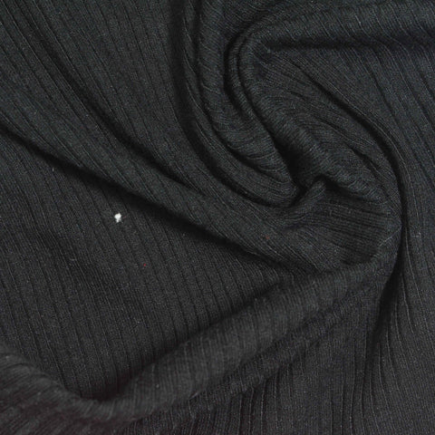 Viscose Stretch Rib Knit Fabric, 285 gsm, 130 cm — Black