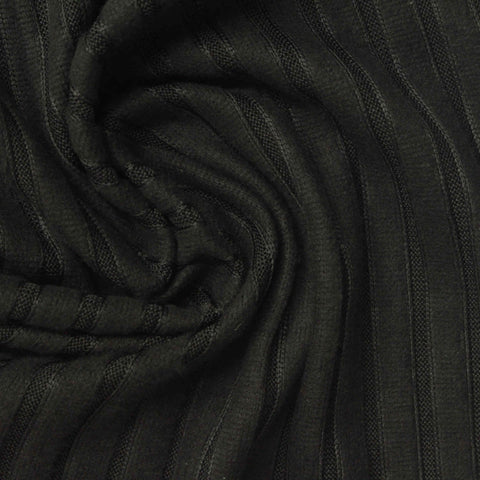 Dark Grey Stripes Rib Knit, Polyester