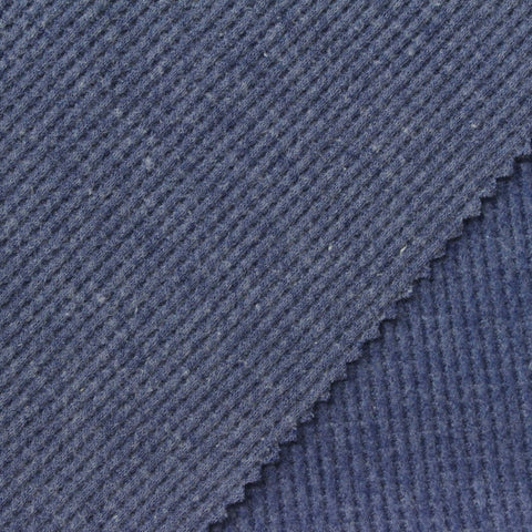 Blue Heather Waffle Knit, Poly-Cotton