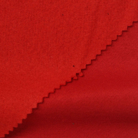 Brushed Cotton Polyester French Terry Fabric, 265 gsm, 180 cm — Red, ref EF-268014