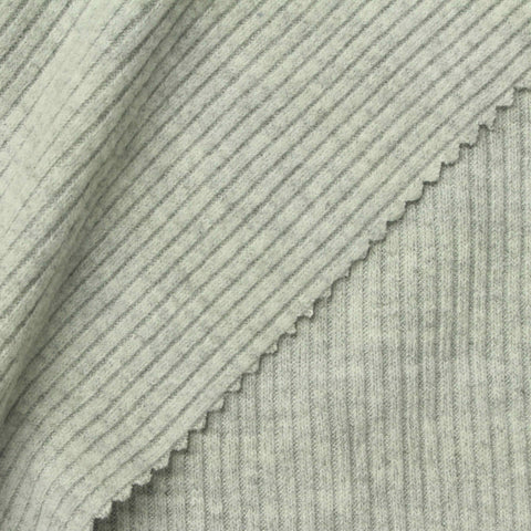 Heather Grey Marl Rib Knit, Poly-Viscose, 320 gsm