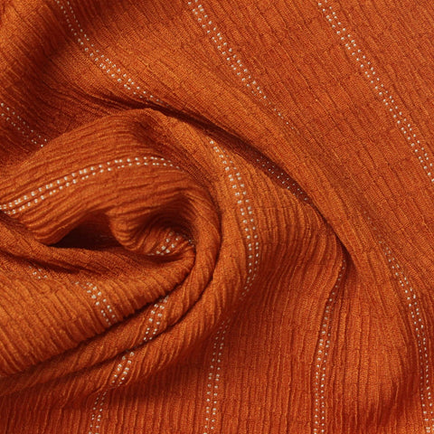 Orange Vertical-Stripe Crepe, Polyester, 180 gsm
