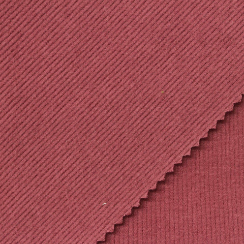 Brushed Polyester Stretch Rib Knit Fabric, 320 gsm, 130 cm — Red