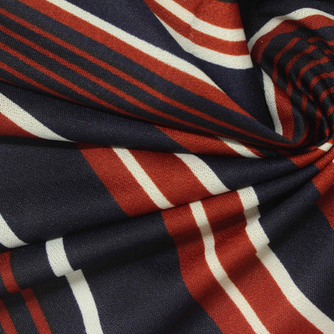 Navy Stripes Knit, Polyester, 170 gsm