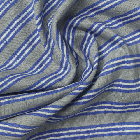 Grey Horizontal-Stripe Knit, Linen-Cotton