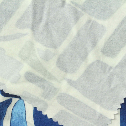 Blue Abstract Jersey Knit, Viscose, 245 gsm