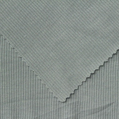 Polyester Stretch Rib Knit Fabric, 243 gsm, 120 cm — Grey