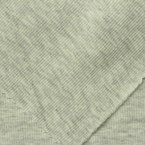 Light Grey Marl Rib Knit, Poly-Cotton, 310 gsm