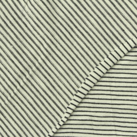 Black Horizontal-Stripe Jersey Knit, Viscose, 190 gsm