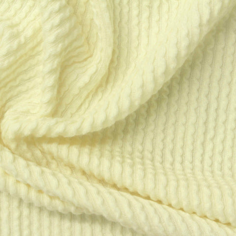 Polyester Viscose Stretch Rib Knit Fabric, 218 gsm, 160 cm — Yellow