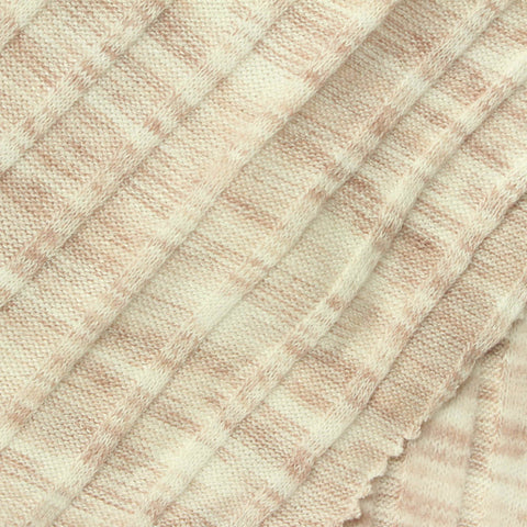 Cream Marl Rib Knit, Poly-Viscose, 230 gsm
