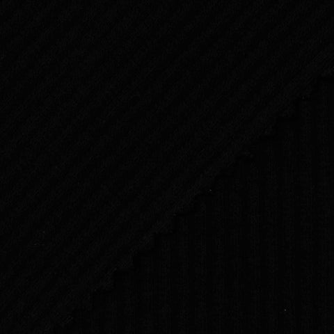 Cotton Stretch Rib Knit Fabric, 260 gsm, 110 cm — Black