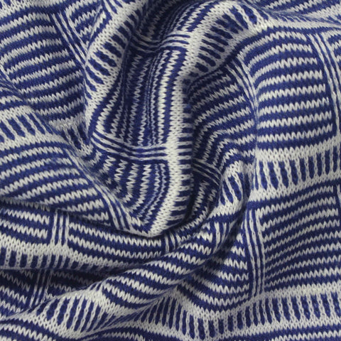 Blue Horizontal-Stripe Jersey Knit, Poly-Viscose, 240 gsm