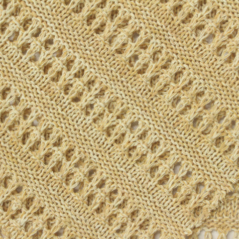 Light Yellow Openwork-Band Pointelle Knit, Poly-Cotton