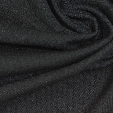 Viscose Nylon Stretch Ponte Knit Fabric, 260 gsm, 160 cm — Black, ref EF-249954