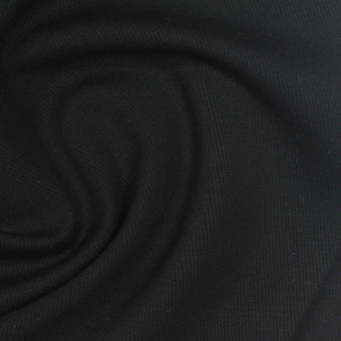 Polyester Viscose Stretch Scuba Knit Fabric, 250 gsm, 165 cm — Black