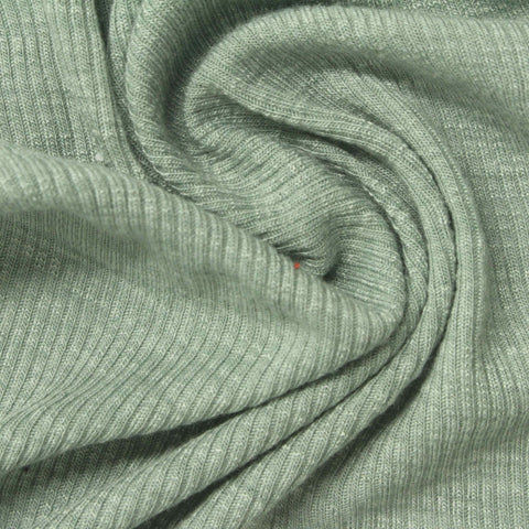 Slub Polyester Viscose Rib Knit Fabric, 180 gsm, 165 cm — Green