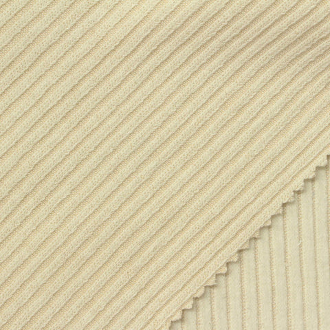 Brushed Polyester Viscose Stretch Rib Knit Fabric, 280 gsm, 160 cm — Beige