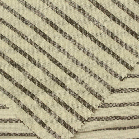 Dark Brown Horizontal-Stripe Woven, Cotton-Poly