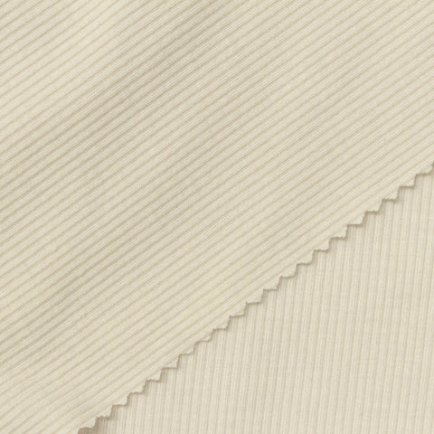 Polyester Viscose Stretch Rib Knit Fabric, 230 gsm, 140 cm — Beige