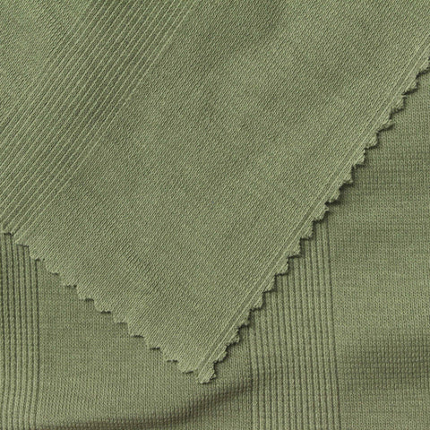 Olive Vertical-Stripe Rib Knit, Cotton