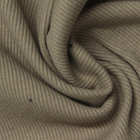 Cotton Polyester Stretch Rib Knit Fabric, 330 gsm, 115 cm — Khaki