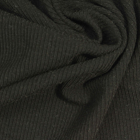 Black Ribbed Rib Knit, Poly-Viscose