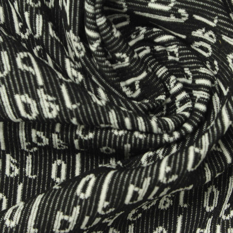 Jacquard Polyester Viscose Stretch Rib Knit Fabric, 250 gsm, 160 cm — Black