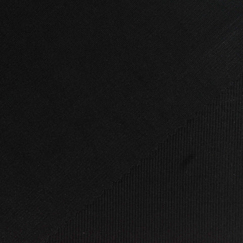 Acetate Stretch Rib Knit Fabric, 230 gsm, 153 cm — Black