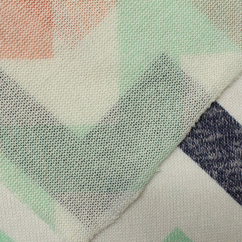 White Bold-Chevron Chunky Knit, Poly-Viscose