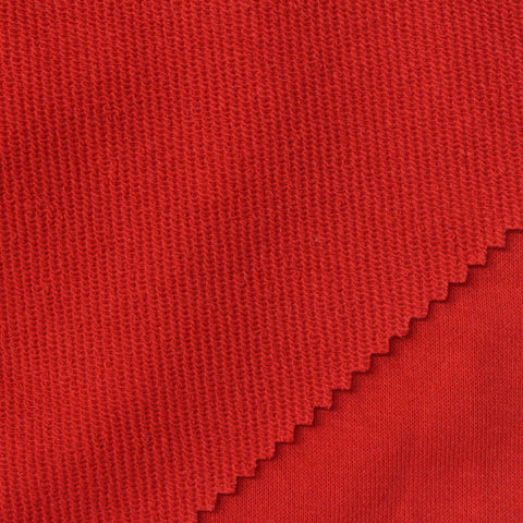 Polyester Cotton French Terry Fabric, 255 gsm, 178 cm — Red