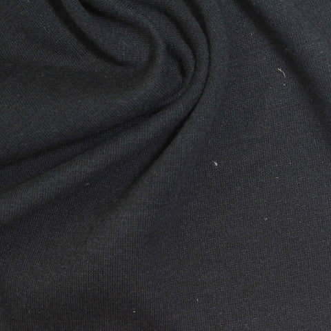 Polyester Cotton Stretch Rib Knit Fabric, 205 gsm — Black